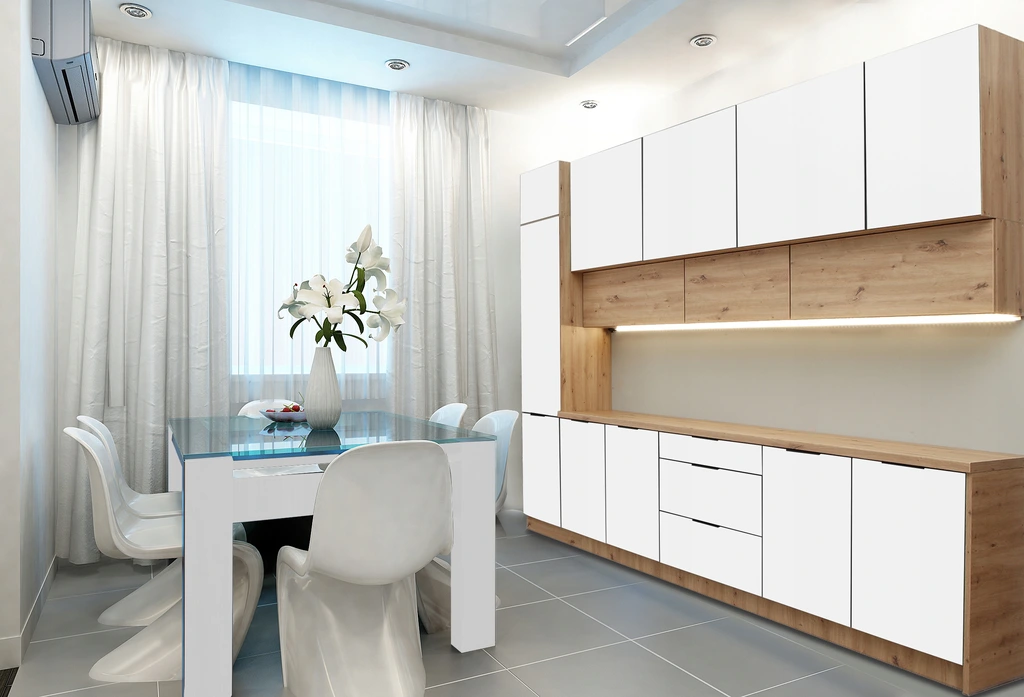 Kuchnia Loft z frontami ryflowanymi czarny mat